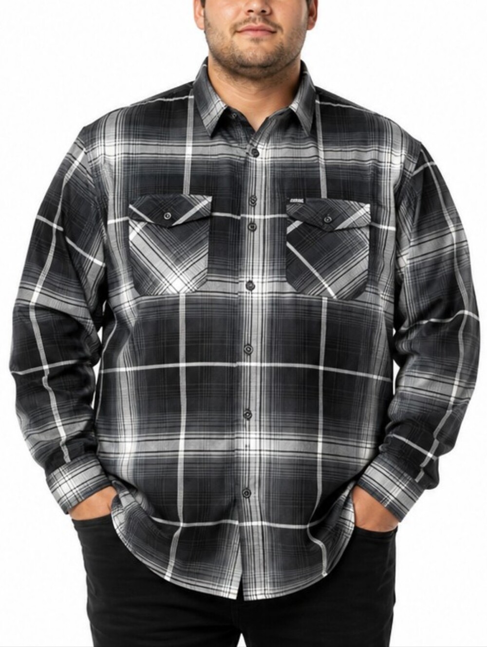 Dixxon The Vito Flannel Shirt Men's 3X Black Gray Plaid Long Sleeve EUC